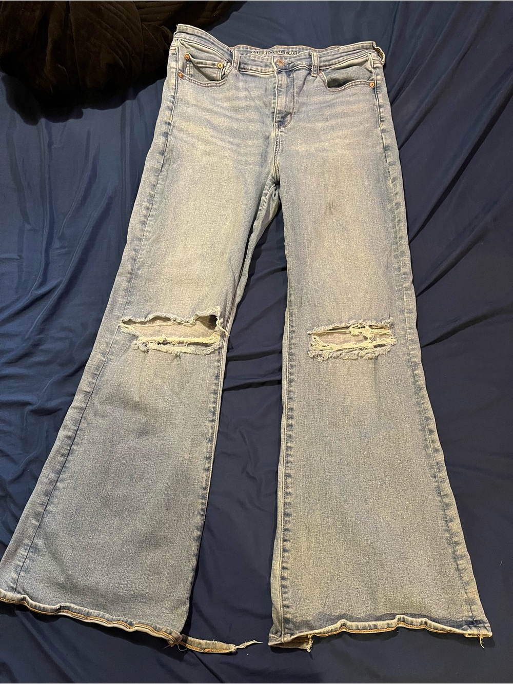 American Eagle Outfitters Light Blue Distressed Flare Jeans